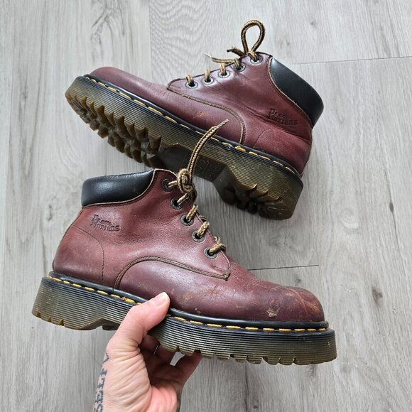 vintage Dr. Martens 90's brown leather chunky Made in England boots | WMS 6.5 - Picture 1 of 11